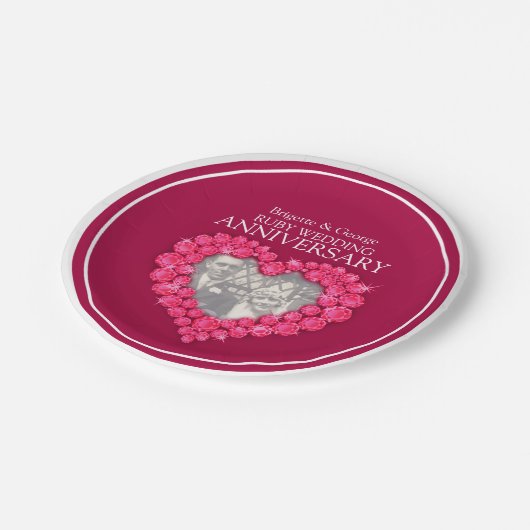 Ruby Bruiloft Jubileum foto hart papier bord (Gekanteld)