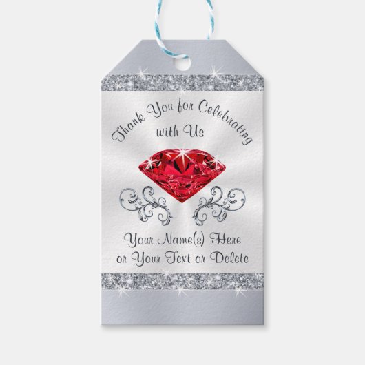 Ruby bruiloft Jubileum gunsten of elke gelegenheid Cadeaulabel (Voorkant)