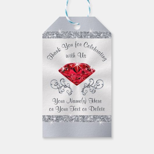 Ruby bruiloft Jubileum gunsten of elke gelegenheid Cadeaulabel (Achterkant)