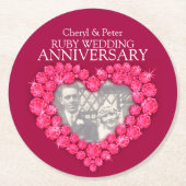 Ruby bruiloft jubileum hart foto rode onderzetters (Voorkant)