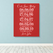 Ruby Bruiloft Jubileum onze liefde verhaal data Canvas Afdruk (Insitu (Houten vloer))