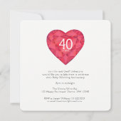 Ruby bruiloft liefde zo sterk hart waterverf kaart (Achterkant)