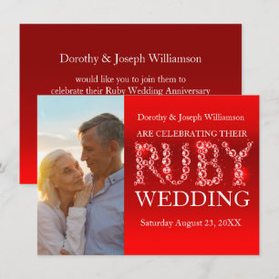 Ruby bruiloft muurstenen fotofeest nodigt 40 uit kaart