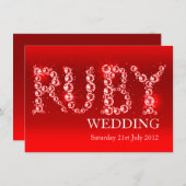 Ruby bruiloft sparkle in stenen party nodigt 40th  kaart (Voorkant / Achterkant)