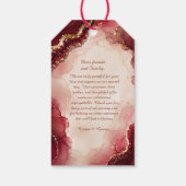 Ruby Burgundy Agate Luxe marmeren Huwelijk Cadeaulabel (Achterkant)