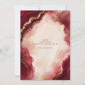 Ruby Burgundy Agate Luxe marmeren Huwelijk Kaart (Achterkant)