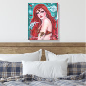 Ruby Carmina red mermaid art van Renee Lavoie Canvas Afdruk (Insitu (Slaapkamer))