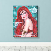 Ruby Carmina red mermaid art van Renee Lavoie Canvas Afdruk (Insitu (Houten vloer))