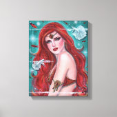Ruby Carmina red mermaid art van Renee Lavoie Canvas Afdruk (Voorkant)