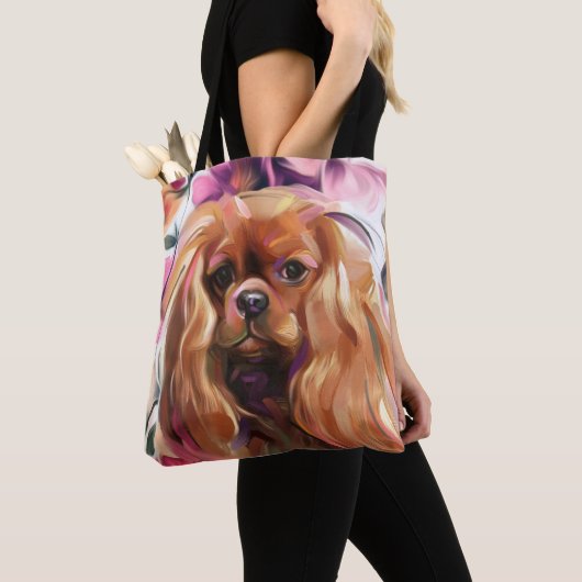 'Ruby' Cavalier dog art canvas tas (Dichtbij)