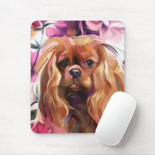 Ruby Cavalier Dog Art Muismat (Met muis)