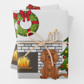 Ruby Cavalier Dog in een feestelijke kerstzaal Inpakpapier Vel (In situ)