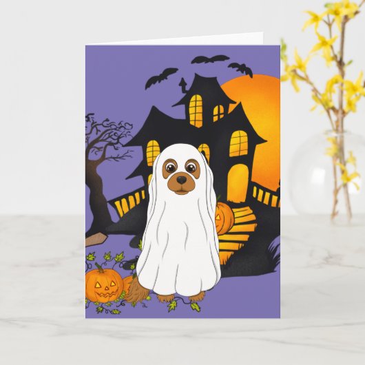Ruby Cavalier Ghost Halloween Kaart (Gele Bloem)