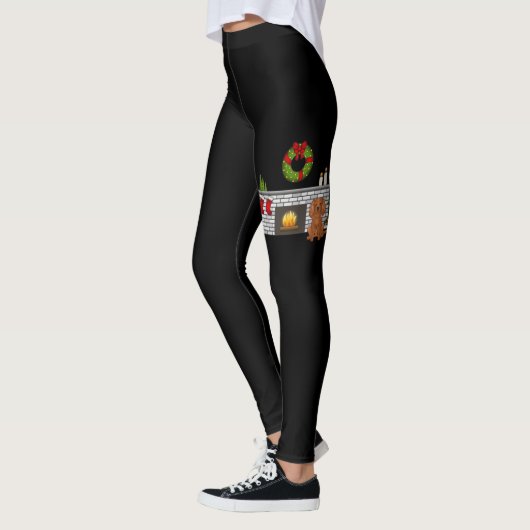 Ruby Cavalier-hond in een kerstkamer zwart Leggings (Links)