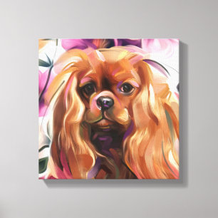 'Ruby' Cavalier-hondenkunst op canvas Afdruk