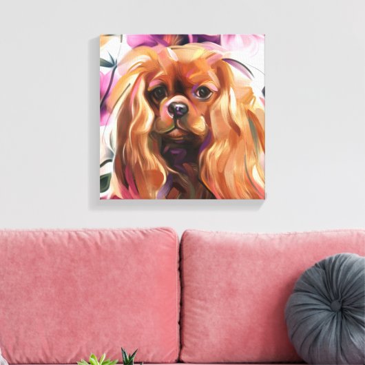 'Ruby' Cavalier-hondenkunst op canvas Afdruk (Insitu (Woonkamer))