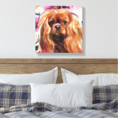 'Ruby' Cavalier-hondenkunst op canvas Afdruk (Insitu (Slaapkamer))