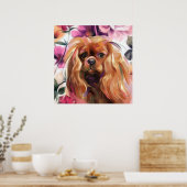 'Ruby' Cavalier-hondenkunst op papier | groot Poster (Keuken)