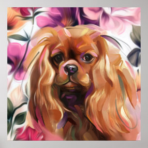 'Ruby' Cavalier-hondenkunst op papier   groot Poster