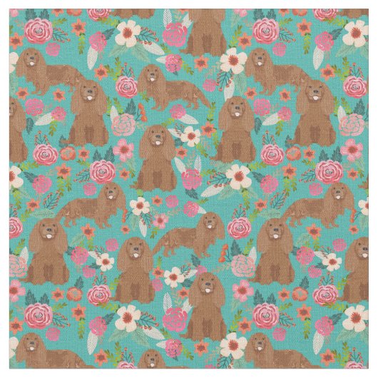 Ruby Cavalier kc Spaniel vintage floralen Stof (Close Up)