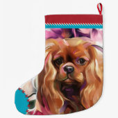 Ruby Cavalier Kerstmis houdt rode turquoise op Grote Kerstsok (Achterkant)