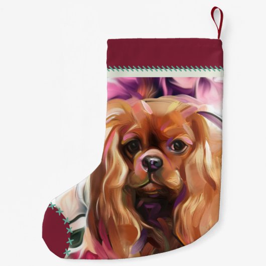 Ruby Cavalier kerststkoning | rode turquoise Kleine Kerstsok (Achterkant)