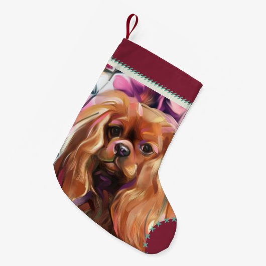 Ruby Cavalier kerststkoning | rode turquoise Kleine Kerstsok (Voorkant (Hangend))