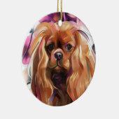 Ruby Cavalier kerstversier |  Floral Keramisch Ornament (Rechts)