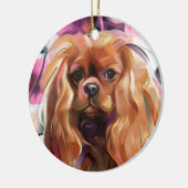 Ruby Cavalier kerstversier |  Floral Keramisch Ornament (Links)