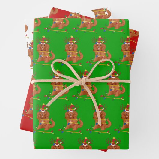 Ruby Cavalier King Charles Kerstfeestay Inpakpapier Vel (In situ)