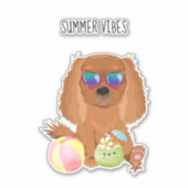 Ruby Cavalier King Charles Spaniel Beach Sticker (Voorkant)