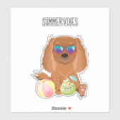 Ruby Cavalier King Charles Spaniel Beach Sticker (Vel)