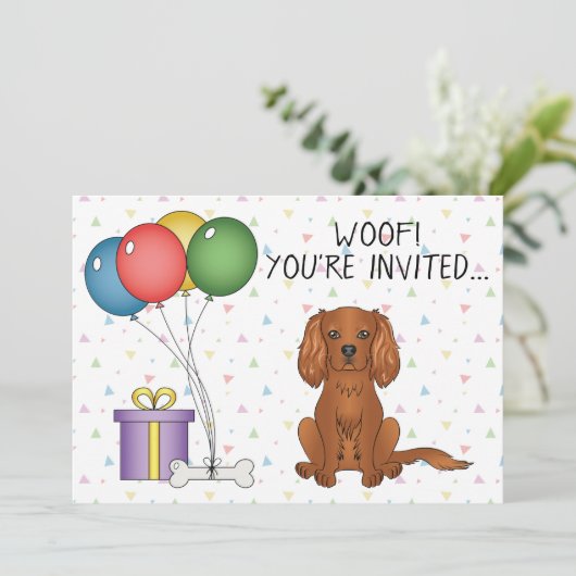 Ruby Cavalier King Charles Spaniel Dog - Birthday Kaart (Staand voorkant)