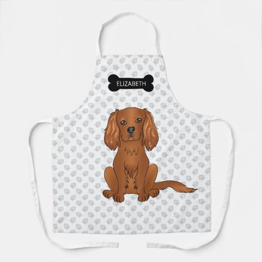 Ruby Cavalier King Charles Spaniel Dog & Name Schort (Voorkant)