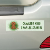 Ruby Cavalier King Charles Spaniel Dog over Groen Bumpersticker (Op auto)