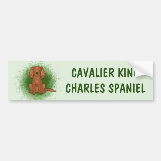 Ruby Cavalier King Charles Spaniel Dog over Groen Bumpersticker (Voorkant)