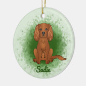 Ruby Cavalier King Charles Spaniel Dog over Groen Keramisch Ornament (Links)