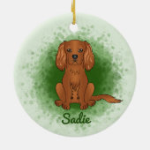 Ruby Cavalier King Charles Spaniel Dog over Groen Keramisch Ornament (Achterkant)