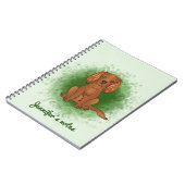 Ruby Cavalier King Charles Spaniel Dog over Groen Notitieboek (Linkerzijde)