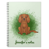 Ruby Cavalier King Charles Spaniel Dog over Groen Notitieboek (Voorkant)
