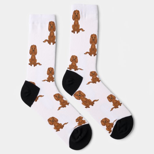 Ruby Cavalier King Charles Spaniel Dog Pattern Sokken (Rechts)