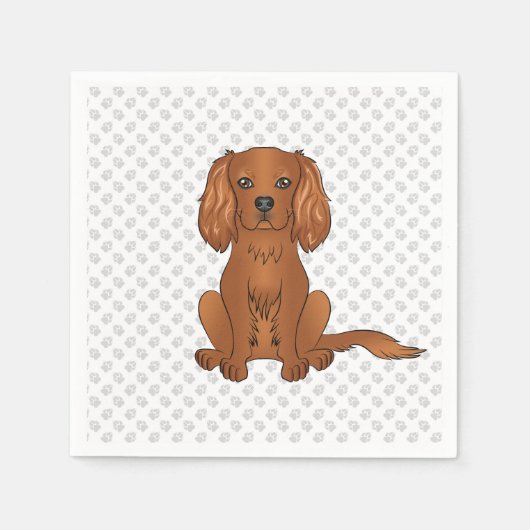 Ruby Cavalier King Charles Spaniel Dog & Paws Servet (Voorkant)