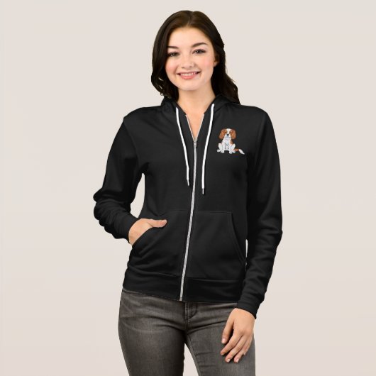 Ruby Cavalier King Charles Spaniel Dog Sitting Hoodie (Voorkant volledig)