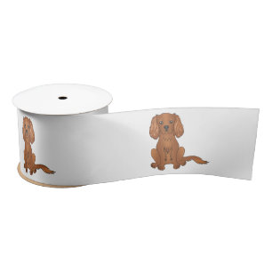 Ruby Cavalier King Charles Spaniel Dog Sitting Satijnen Lint
