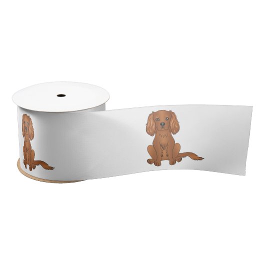 Ruby Cavalier King Charles Spaniel Dog Sitting Satijnen Lint (Spoel)