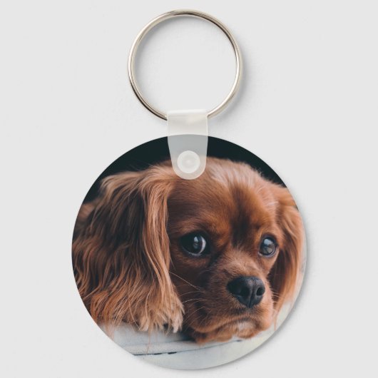 Ruby Cavalier King Charles Spaniel Dog Sleutelhanger (Voorkant)