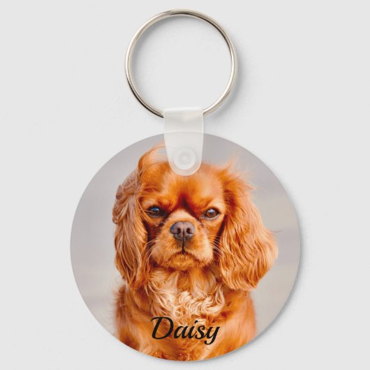 Ruby Cavalier King Charles Spaniel Dog Sleutelhanger (Voorkant)