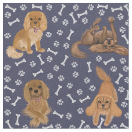 Ruby Cavalier King Charles Spaniel Fabric Stof