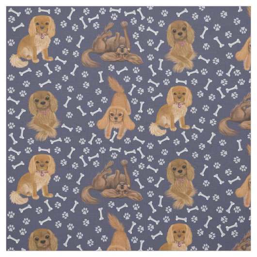 Ruby Cavalier King Charles Spaniel Fabric Stof (Swatch)