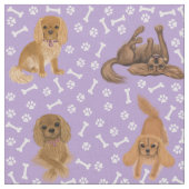 Ruby Cavalier King Charles Spaniel Fabric Stof (Close Up)